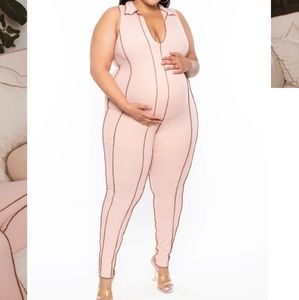 Maternity Janise Exposed Seams Jumpsuit